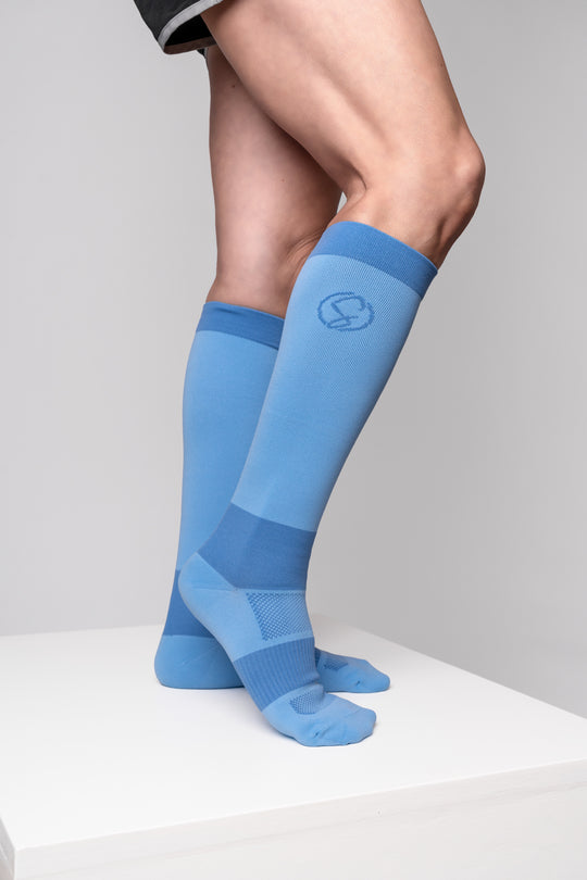 Knee High Compression Socks for Men & Women – Circulation Support, Athletic & Travel, Blue