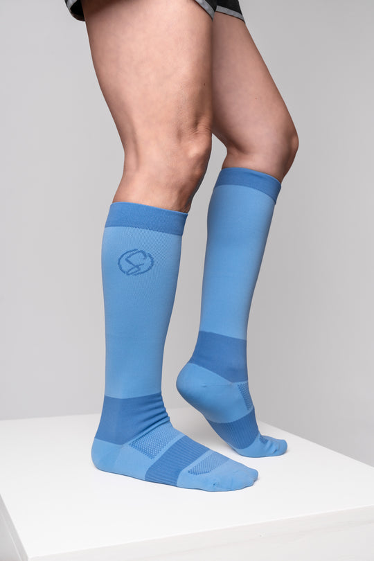 Knee High Compression Socks for Men & Women – Circulation Support, Athletic & Travel, Blue